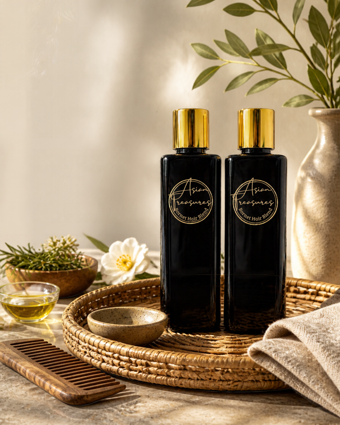 Champi Ritual Set: Nuskha-e-Khaas herbal hair oil and Pure Castor Oil by Asian Treasures